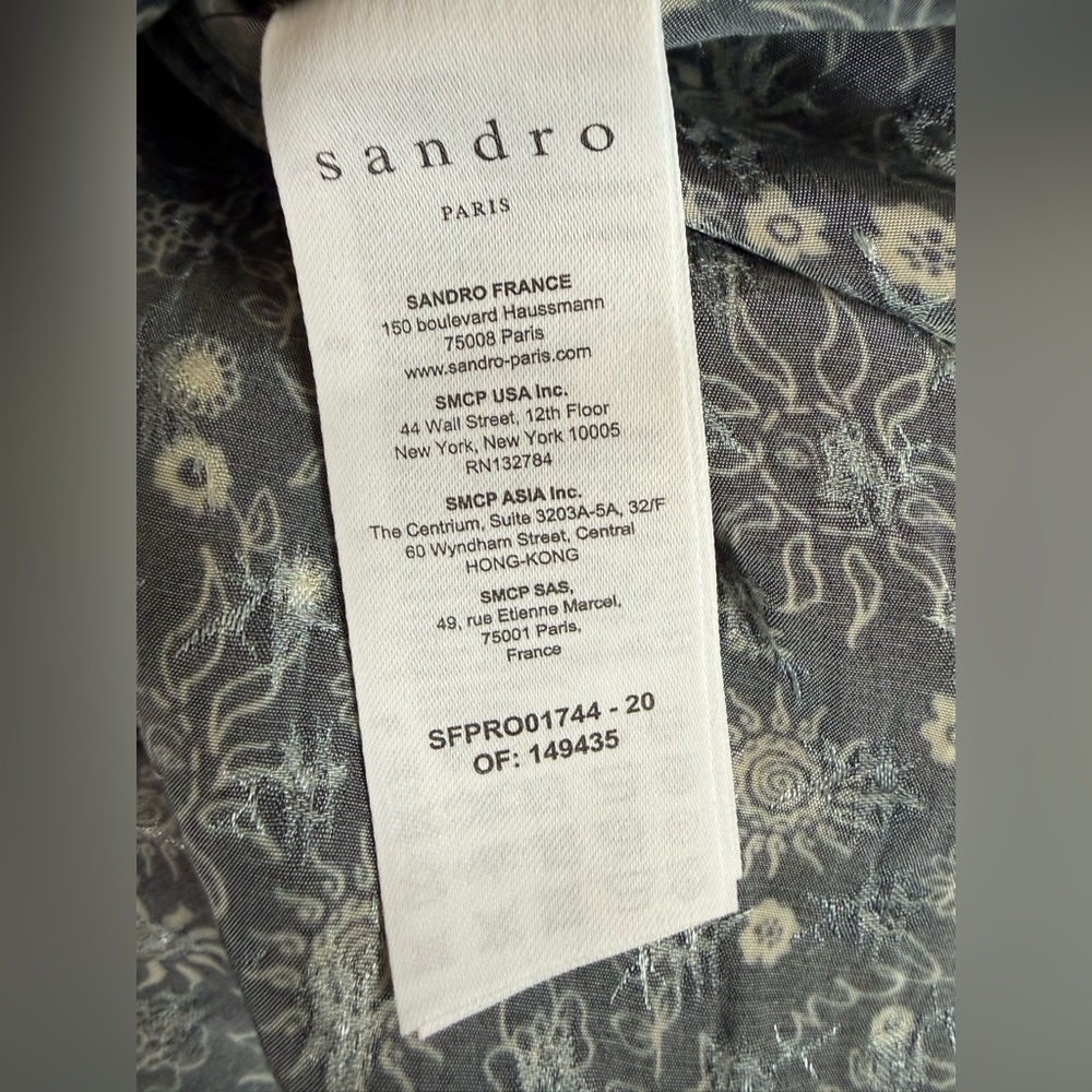 Sandro PARIS Black and Gold Floral Maxi Dress. Size 10 - Picture 8 of 10